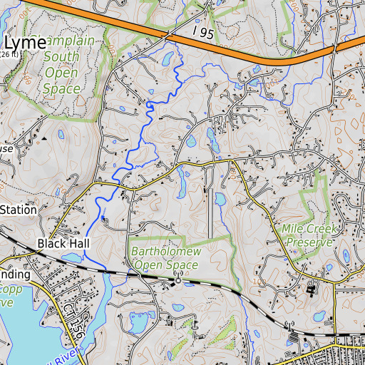 OpenTopoMap map of Tinker Pond, CT