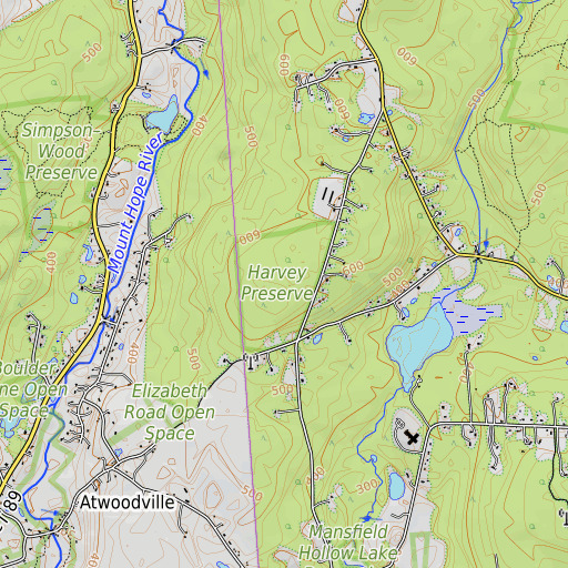 OpenTopoMap map of Tower Hill, CT