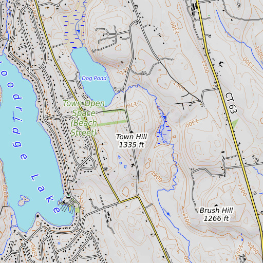 OpenTopoMap map of Town Hill, CT