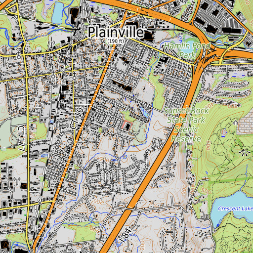 OpenTopoMap map of Ervin E Trask School, CT
