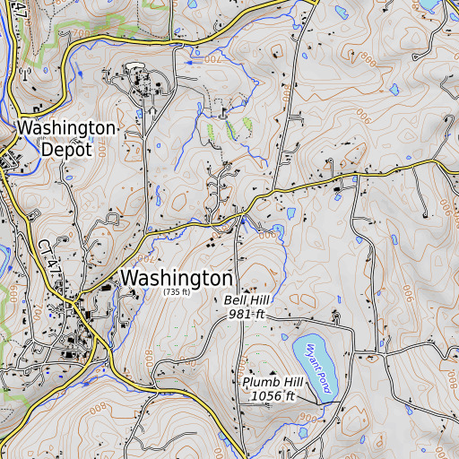 OpenTopoMap map of Tuller School, CT