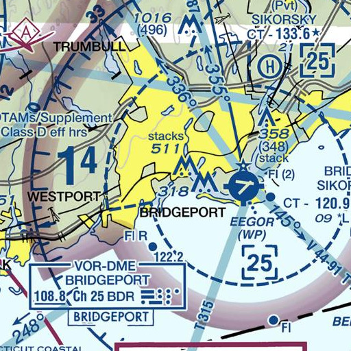 FAA VFR chart of Webster School, CT