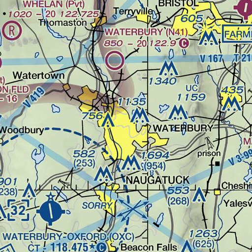 FAA VFR chart of Webster School, CT