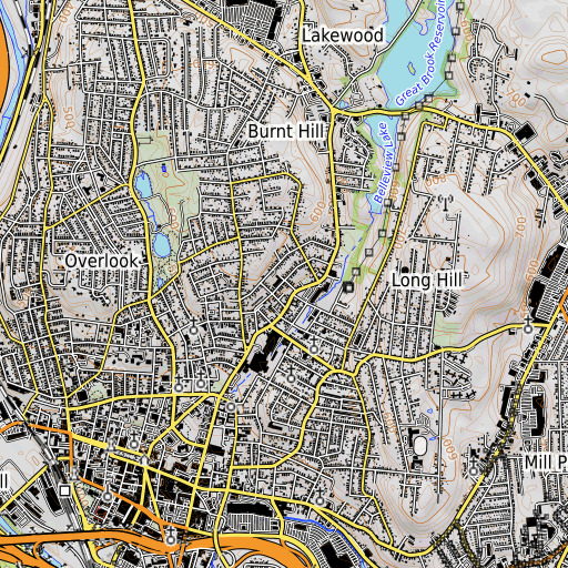 OpenTopoMap map of Webster School, CT