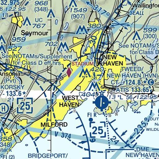 FAA VFR chart of Welch School, CT