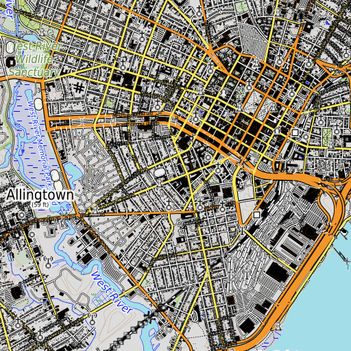 OpenTopoMap map of Welch School, CT
