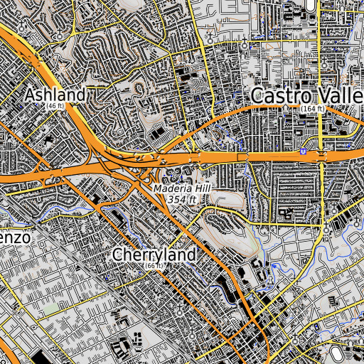 OpenTopoMap map of Maderia Hill, CA