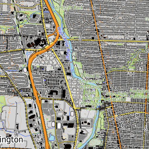 OpenTopoMap map of Walhalla Creek, OH
