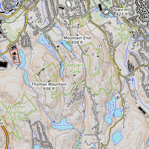 OpenTopoMap map of Middle Mountain, CT