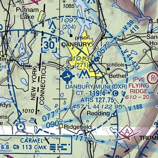 FAA VFR chart of Thomas Mountain, CT