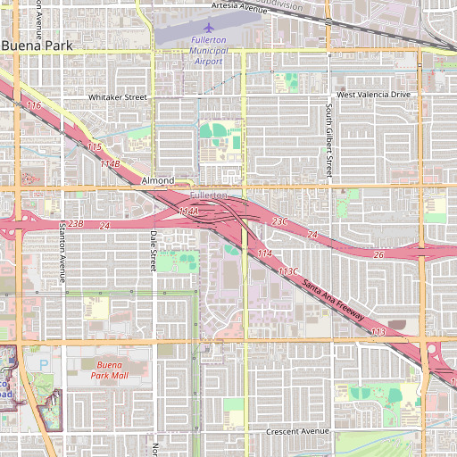 OpenStreetMap map of Exit 114A, CA
