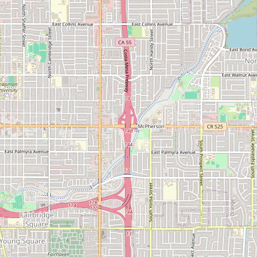 OpenStreetMap map of Exit 14, CA