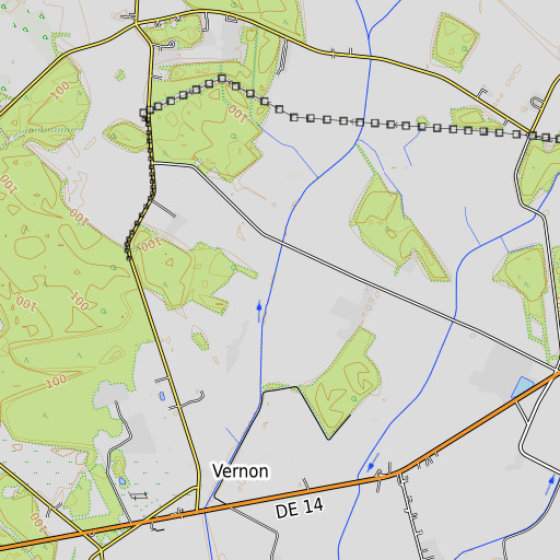 OpenTopoMap map of Beaverdam Branch, DE