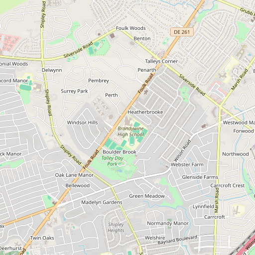 OpenStreetMap map of Brandywine High School, DE