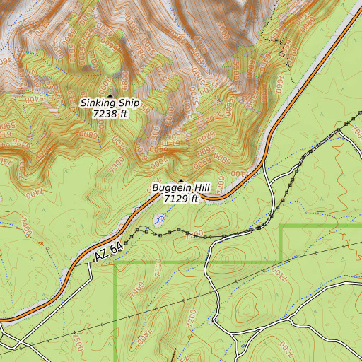 OpenTopoMap map of Buggeln Hill, AZ