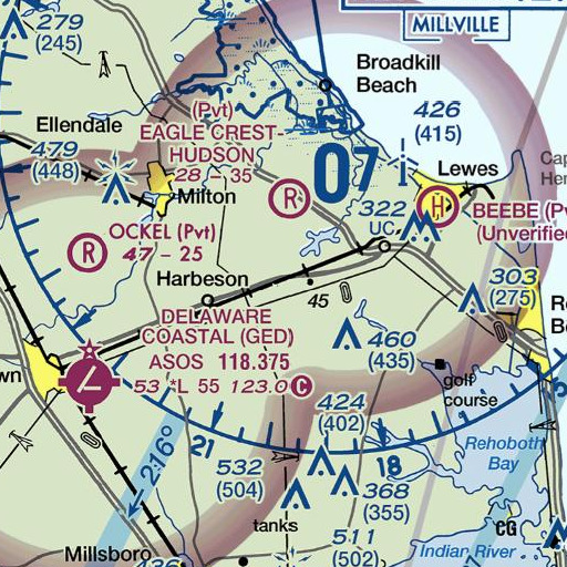 FAA VFR chart of Drawbridge School, DE