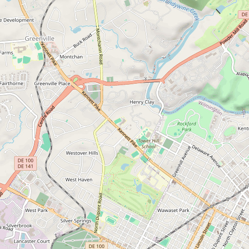 OpenStreetMap map of DuPont School, DE
