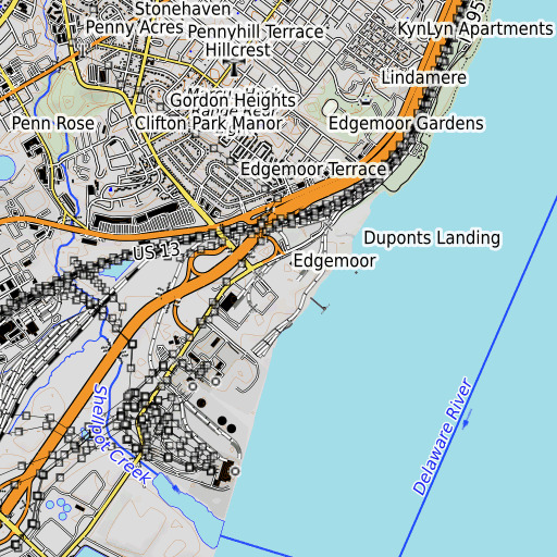 OpenTopoMap map of Edgemoor, DE