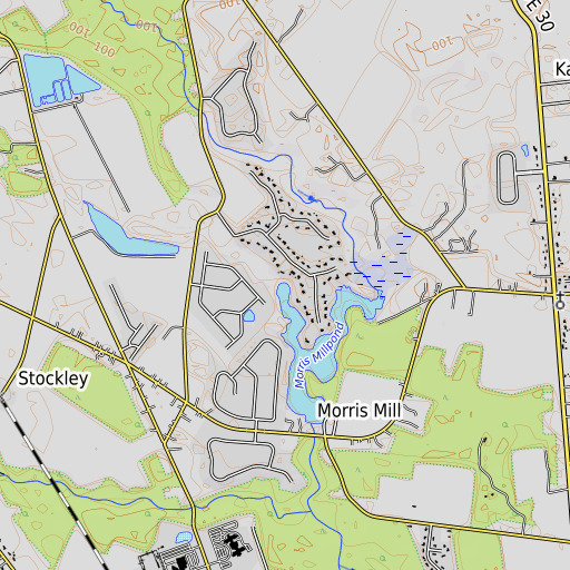 OpenTopoMap map of Eli Walls Ditch, DE