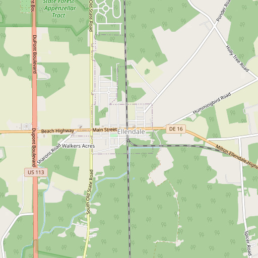 OpenStreetMap map of Ellendale, DE