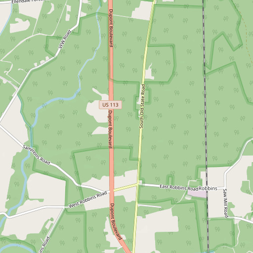 OpenStreetMap map of Ellendale State Forest, DE