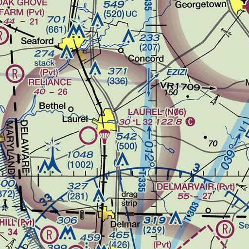 FAA VFR chart of Elliott Pond Branch, DE