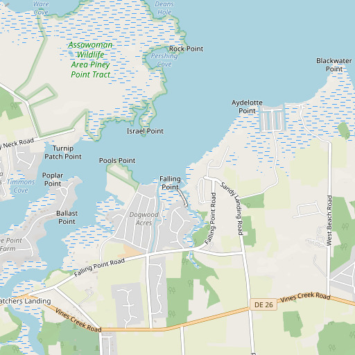 OpenStreetMap map of Falling Point, DE
