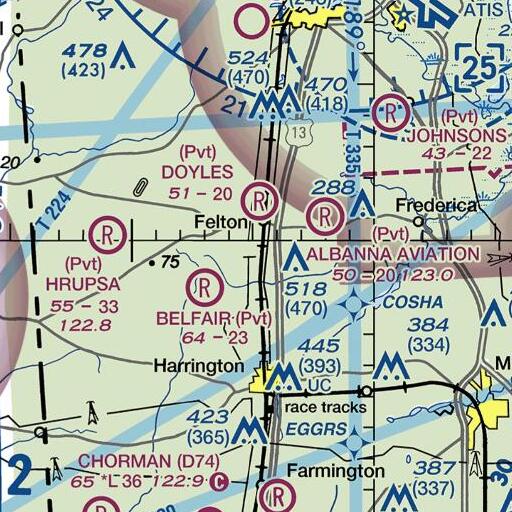 FAA VFR chart of Fan Branch, DE