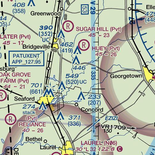 FAA VFR chart of Fishers Mill Bridge, DE