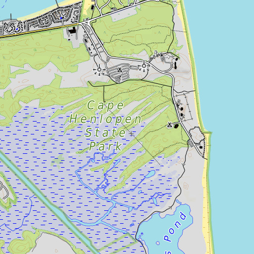 OpenTopoMap map of Flat Sands, DE