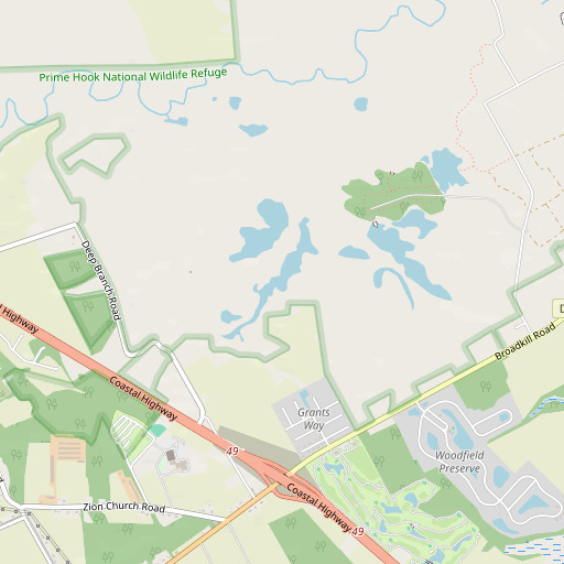 OpenStreetMap map of Flaxhole Pond, DE