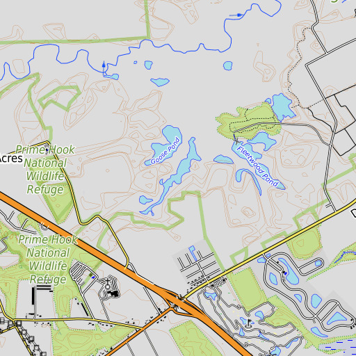 OpenTopoMap map of Flaxhole Pond, DE