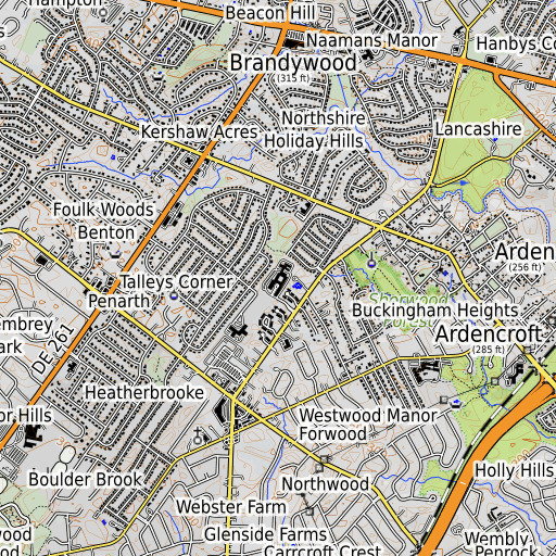 OpenTopoMap map of Forwood Junior High School, DE
