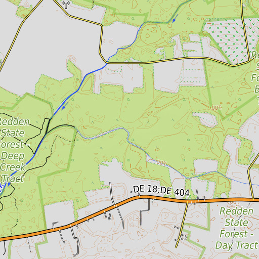 OpenTopoMap map of Georgetown-Vaughn Ditch, DE