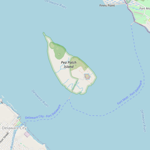 OpenStreetMap map of Pea Patch Island, DE