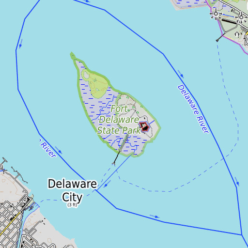 OpenTopoMap map of Pea Patch Island, DE