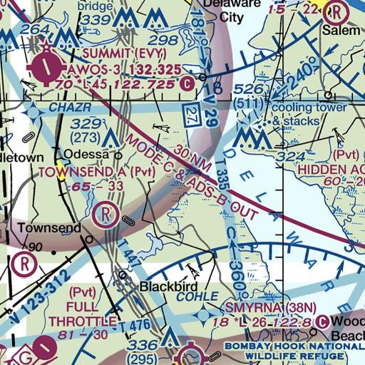 FAA VFR chart of The Rocks, DE