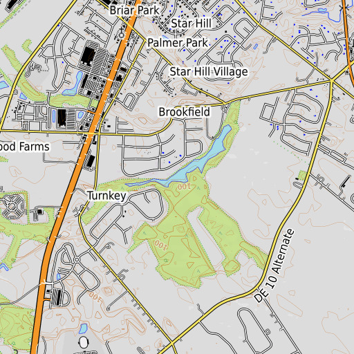 OpenTopoMap map of Voshell Pond, DE