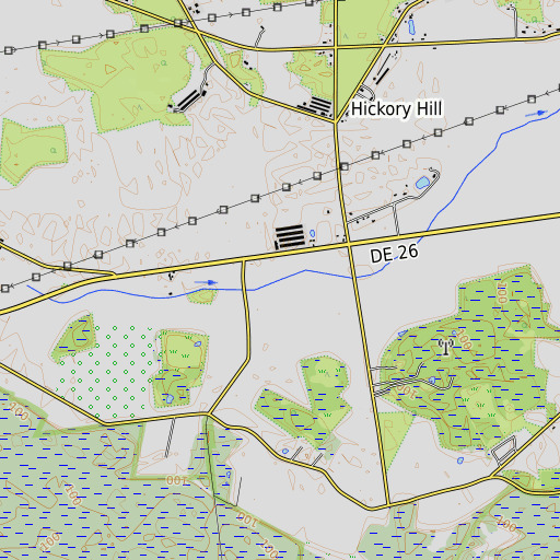 OpenTopoMap map of Whartons Ditch, DE