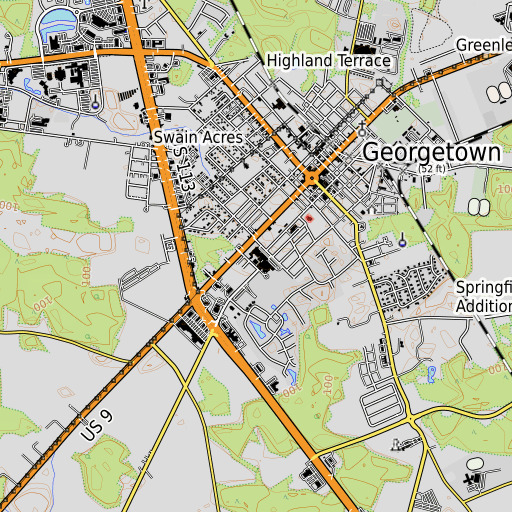 OpenTopoMap map of Georgetown Elementary School, DE