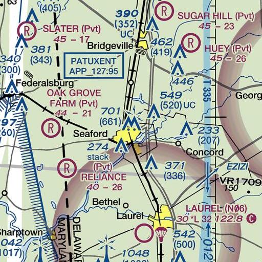 FAA VFR chart of Seaford Senior High School, DE