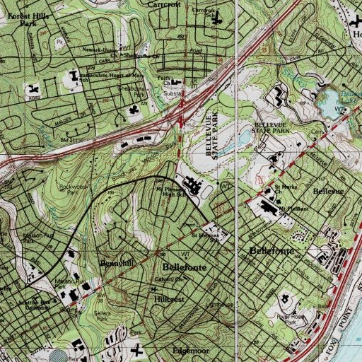 USGS 24K topo map of WMPH-FM (Wilmington), DE