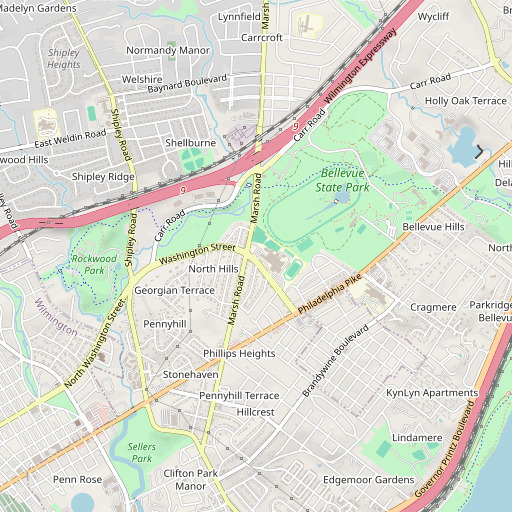 OpenStreetMap map of WMPH-FM (Wilmington), DE