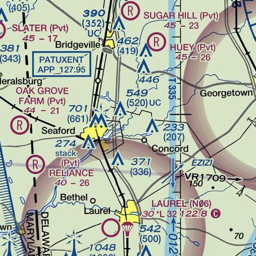 FAA VFR chart of Meadows, DE
