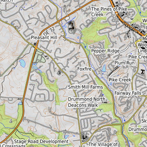 OpenTopoMap map of Foxfire, DE