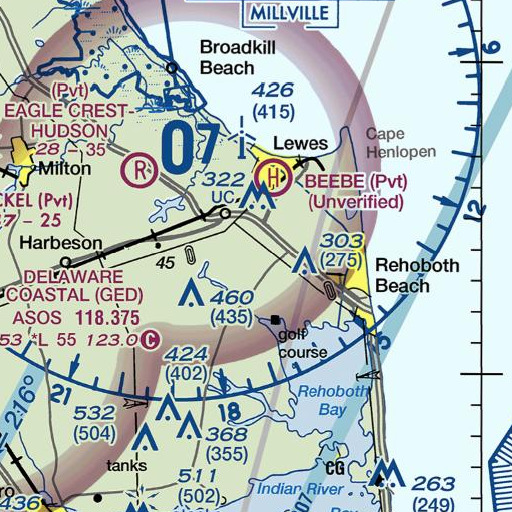 FAA VFR chart of Ebenezer Cemetery, DE