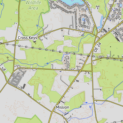 OpenTopoMap map of Sunset Branch, DE