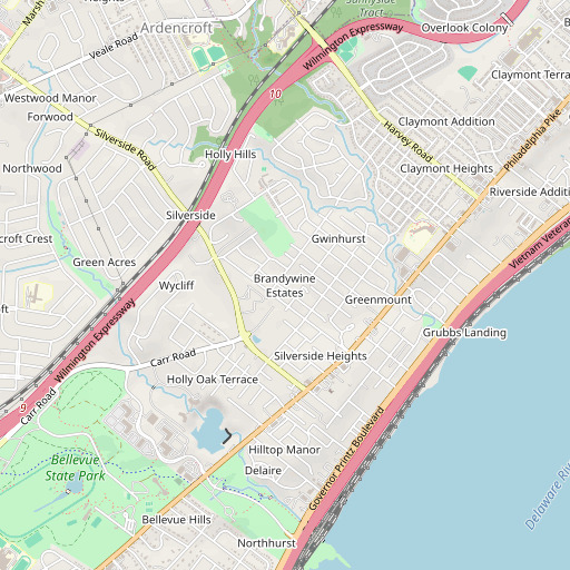 OpenStreetMap map of Brandywine Estates, DE