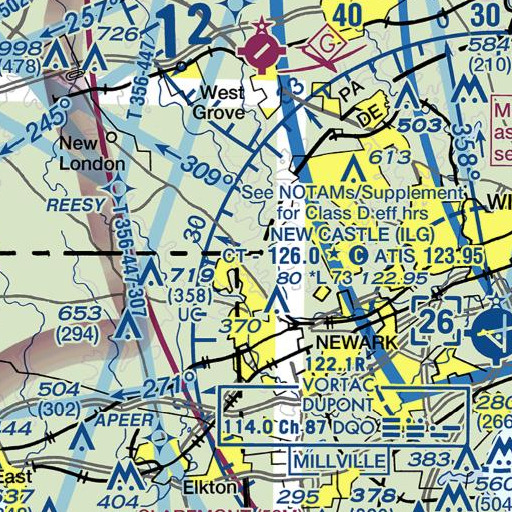 FAA VFR chart of Arc Corner, DE