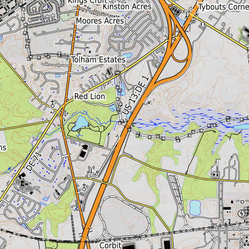 OpenTopoMap map of Pigeon Run, DE